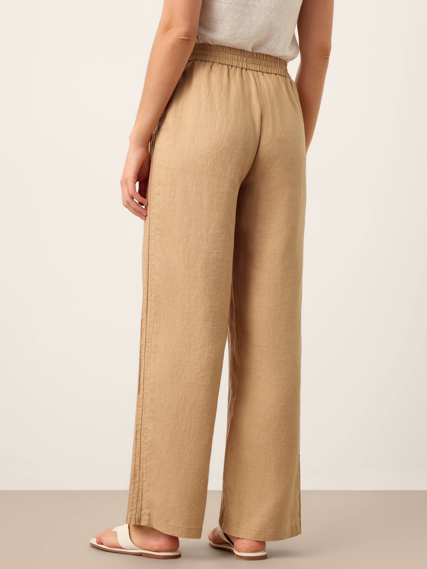 Brenna | Women’s Linen Hemstitch Wide-Leg Trousers