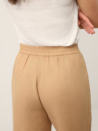 Brenna | Women’s Linen Hemstitch Wide-Leg Trousers