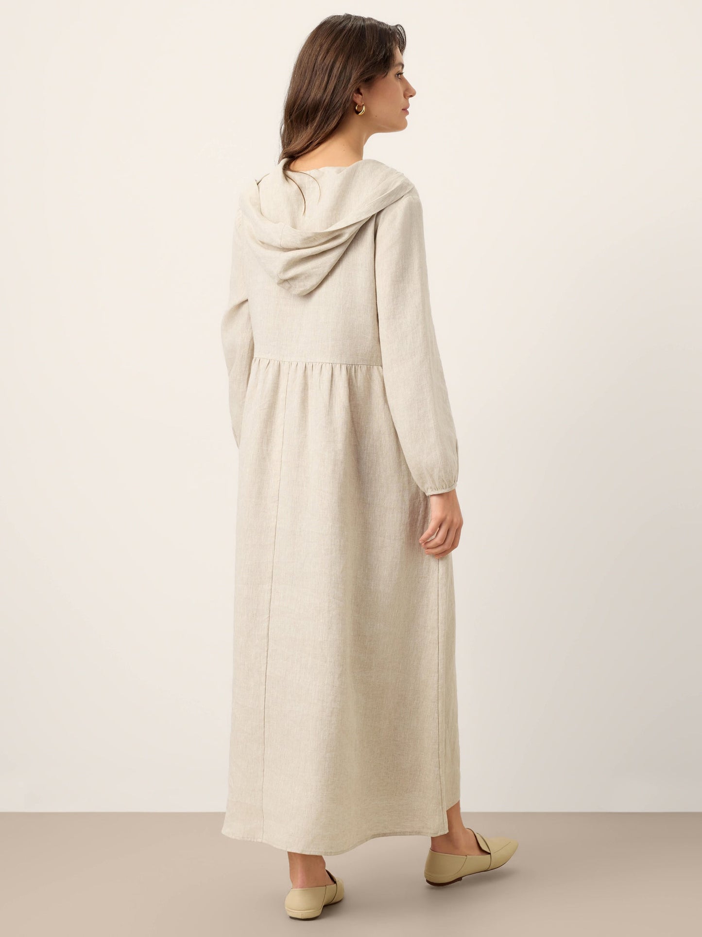 Nora | Women’s Linen Sculpted Hood Caftan Maxi Dress