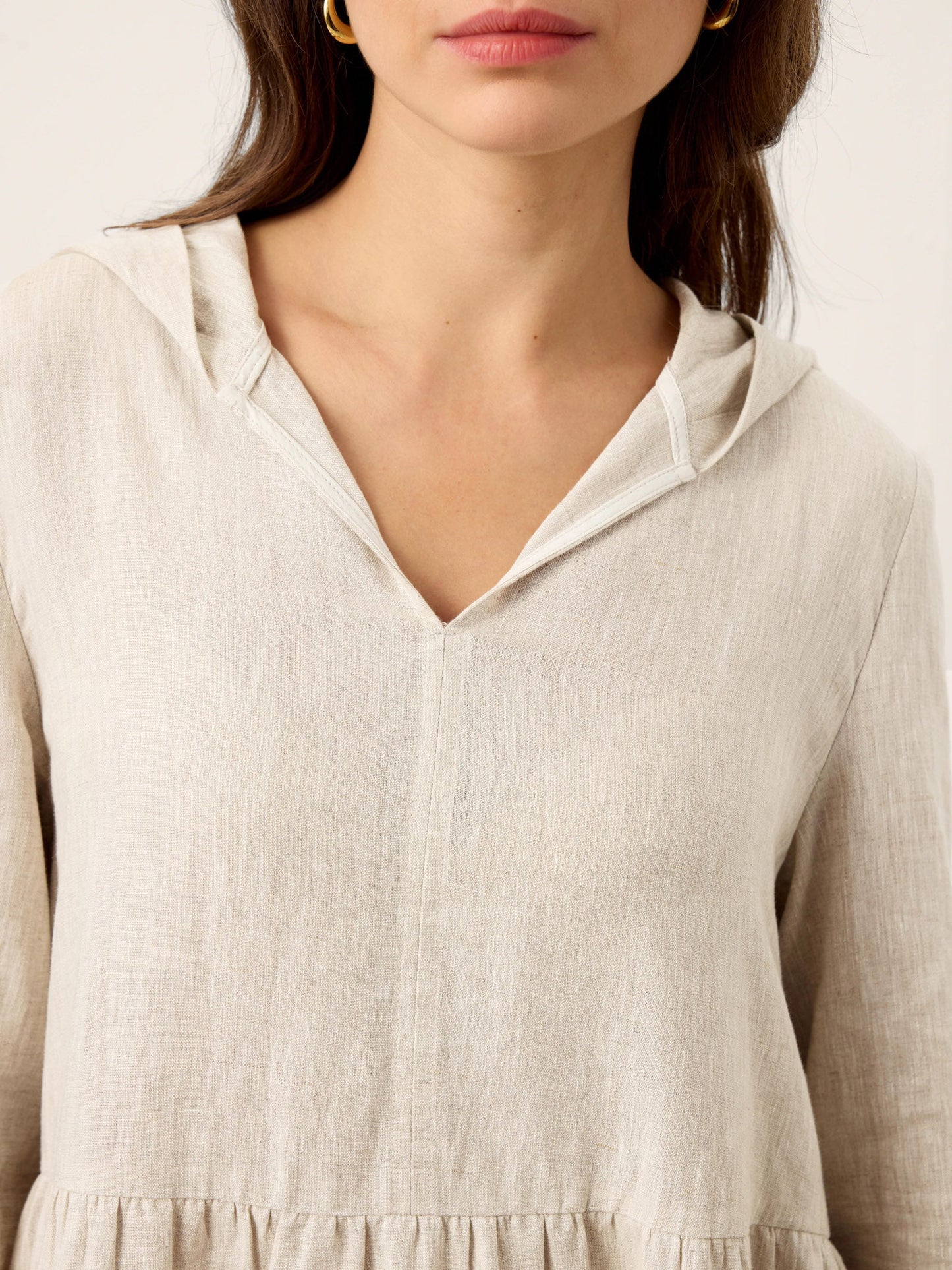 Nora | Women’s Linen Sculpted Hood Caftan Maxi Dress