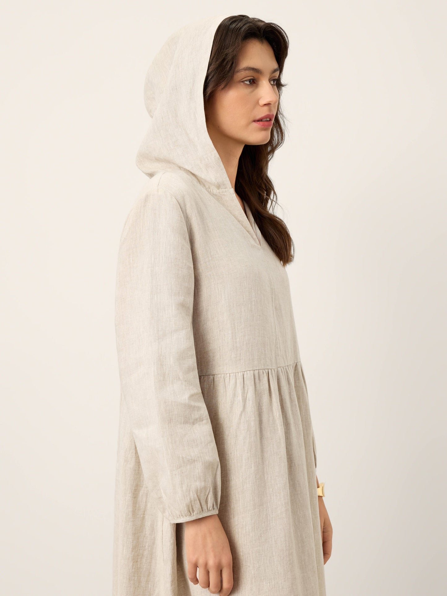 Nora | Women’s Linen Sculpted Hood Caftan Maxi Dress