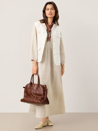 Nora | Women’s Linen Sculpted Hood Caftan Maxi Dress
