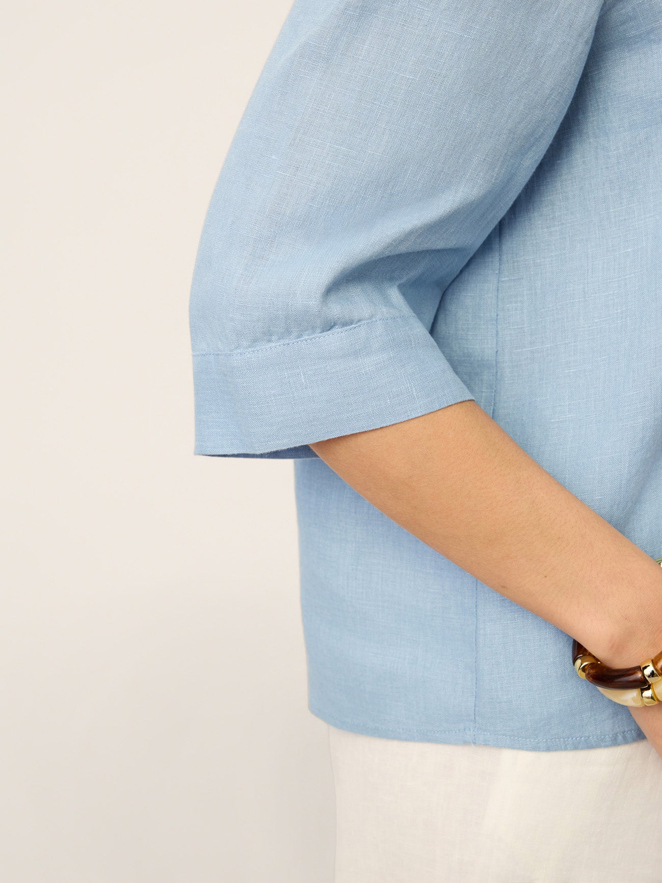 Skylar | Women’s Linen Split Neck Inverted Pleat Blouse