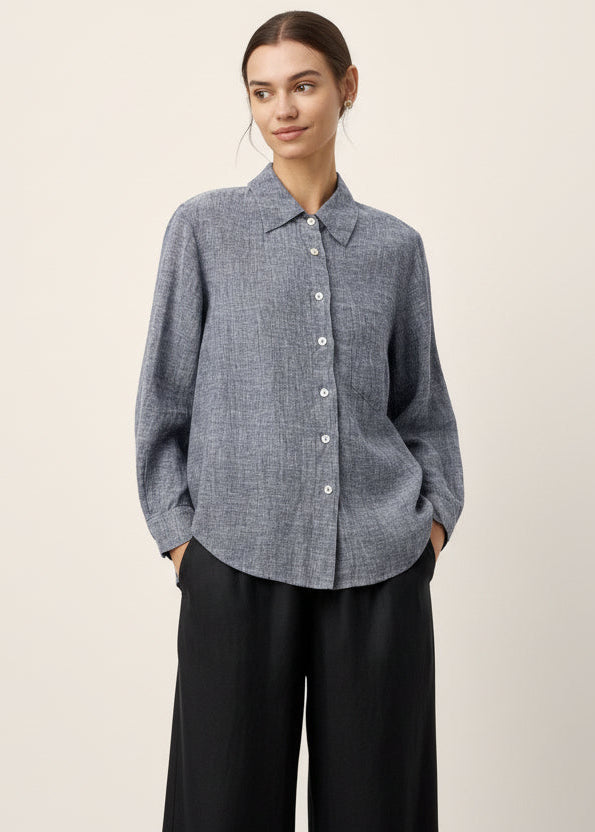 Brittany | Women’s Linen Relaxed Drop Shoulder Pocket Shirt