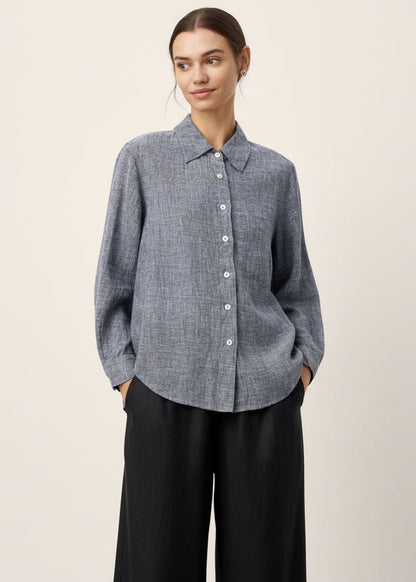 Brittany | Women’s Linen Relaxed Drop Shoulder Pocket Shirt