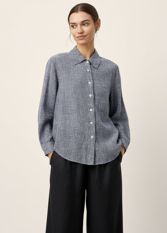 Brittany | Women’s Linen Relaxed Drop Shoulder Pocket Shirt