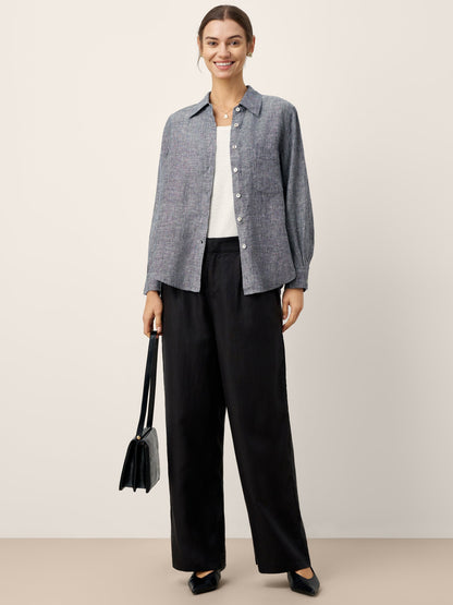 Brittany | Women’s Linen Relaxed Drop Shoulder Pocket Shirt