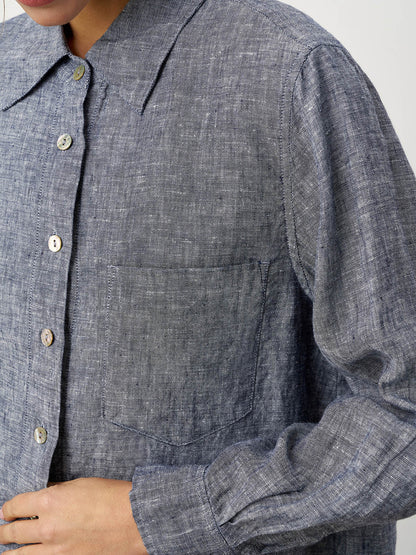Brittany | Women’s Linen Relaxed Drop Shoulder Pocket Shirt