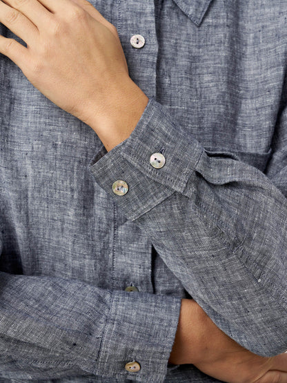 Brittany | Women’s Linen Relaxed Drop Shoulder Pocket Shirt