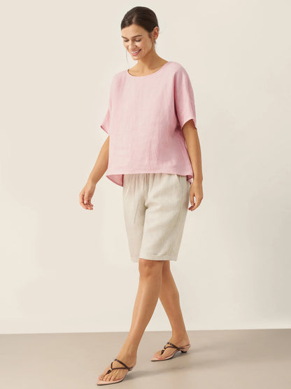 Skylar | Women’s Linen Elastic Drawstring Waist Capri Pants
