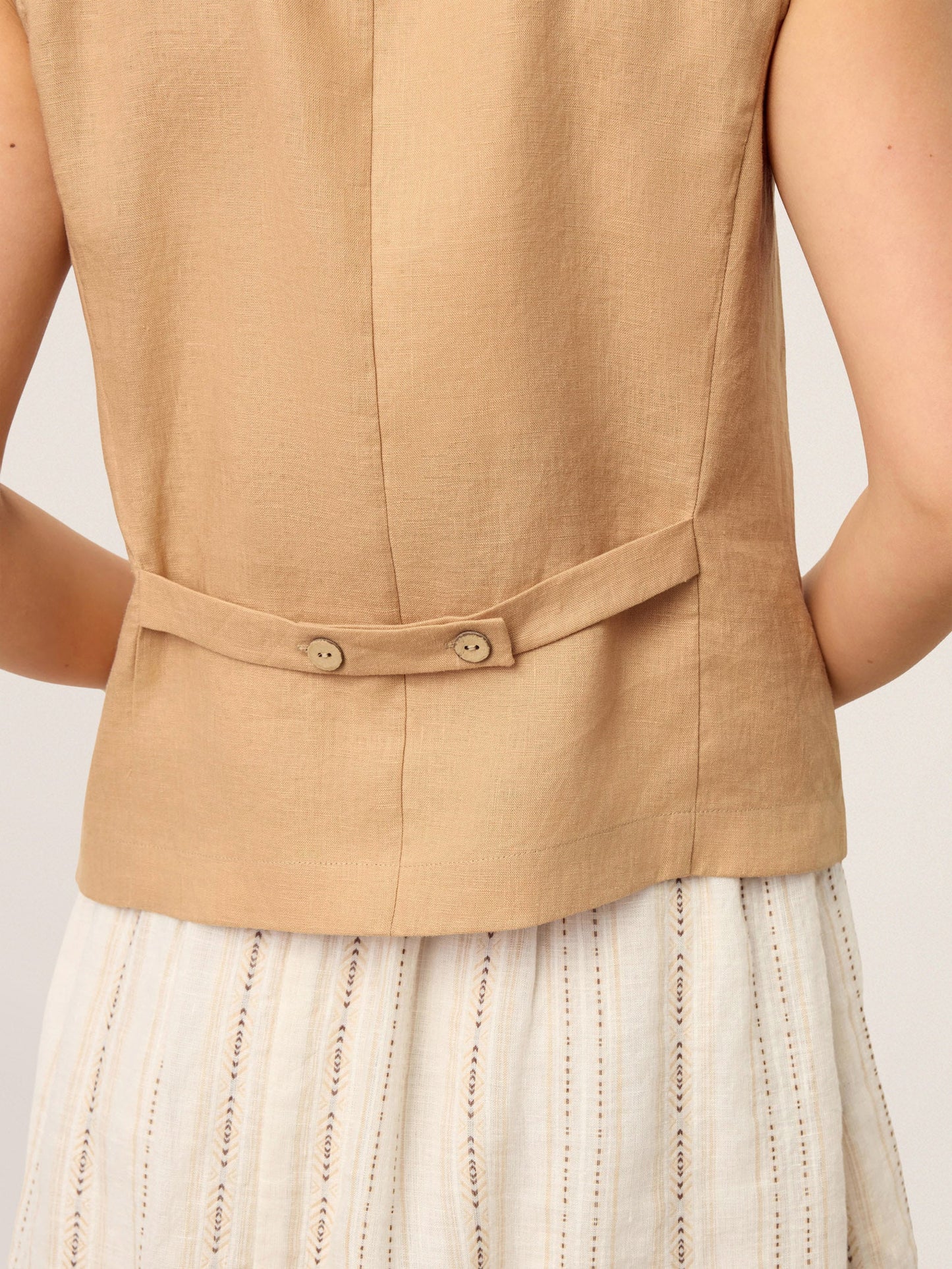 Jordan | Women’s Linen Cinch-Back Sleeveless Tailored Vest Blouse