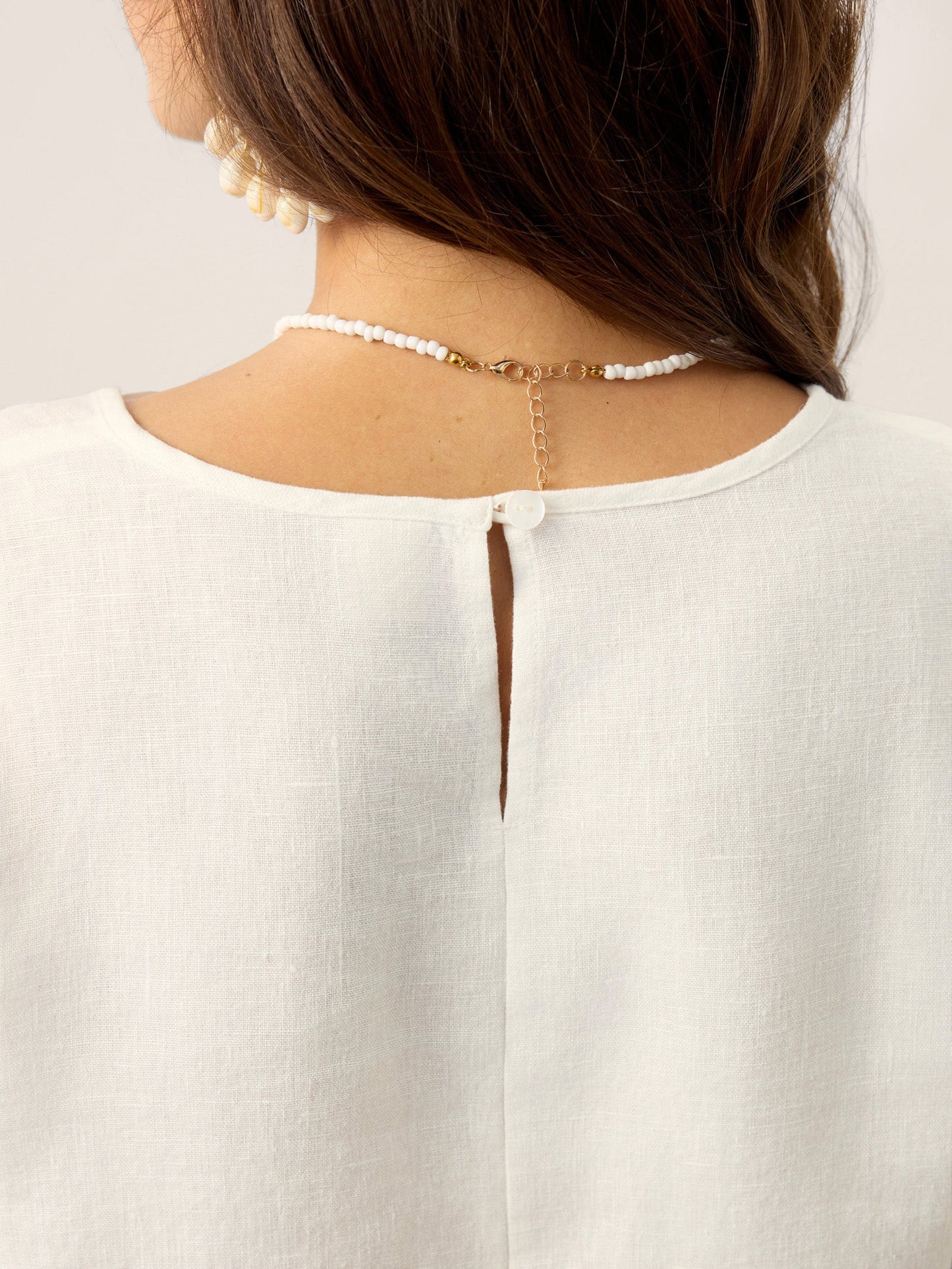Harper | Women’s Linen Scoop Neck Slit-Back Pullover Blouse