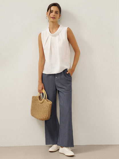 Parker | Women’s Linen Structured Collar Sleeveless Blouse