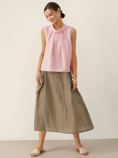 Parker | Women’s Linen Structured Collar Sleeveless Blouse