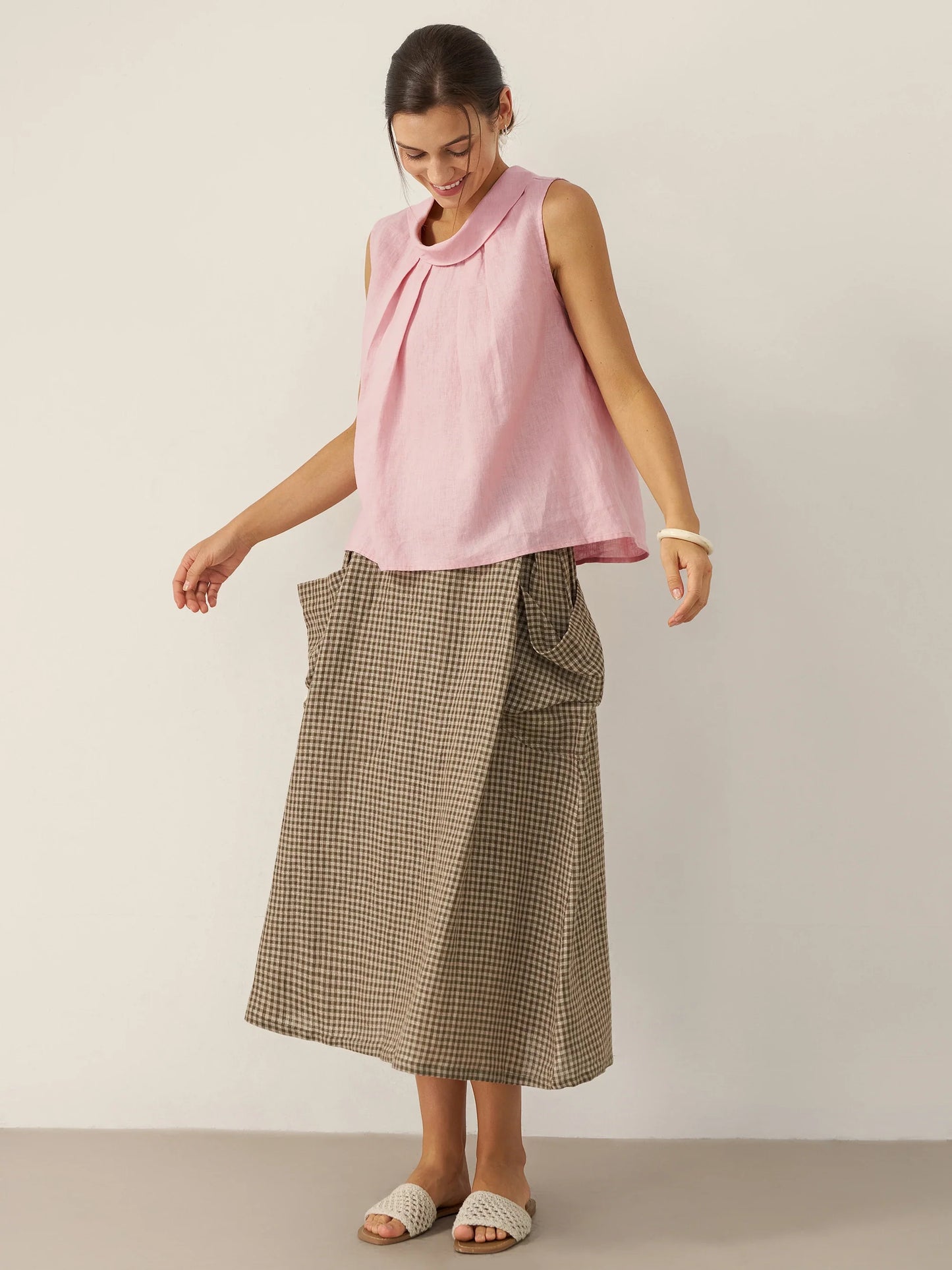 Parker | Women’s Linen Structured Collar Sleeveless Blouse