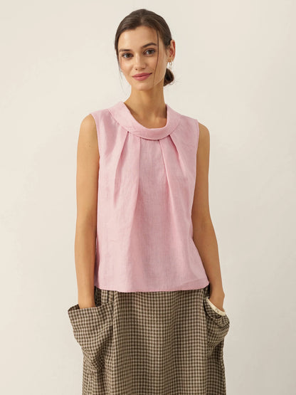 Parker | Women’s Linen Structured Collar Sleeveless Blouse
