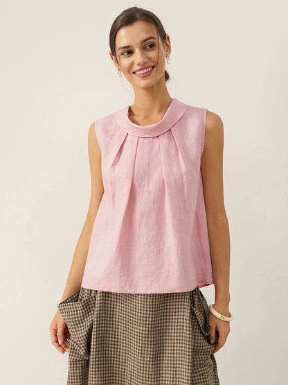 Parker | Women’s Linen Structured Collar Sleeveless Blouse