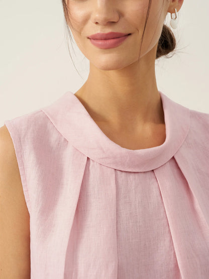 Parker | Women’s Linen Structured Collar Sleeveless Blouse