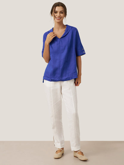 Reagan | Women’s Linen V-Neck Short Sleeve Shirt