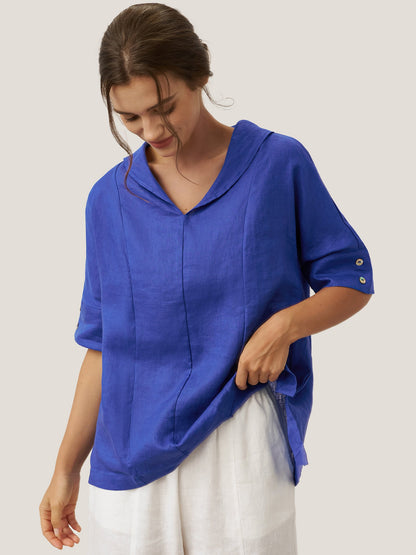 Reagan | Women’s Linen V-Neck Short Sleeve Shirt