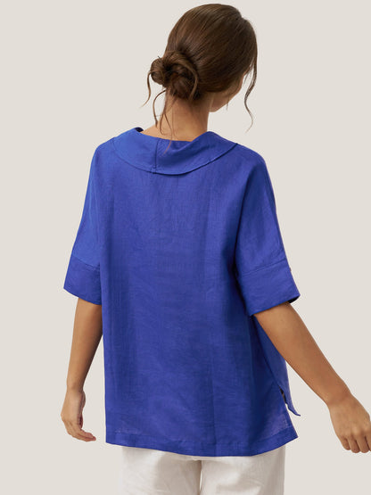 Reagan | Women’s Linen V-Neck Short Sleeve Shirt