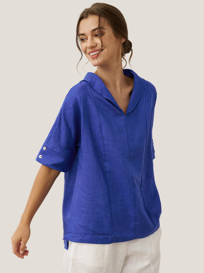 Reagan | Women’s Linen V-Neck Short Sleeve Shirt