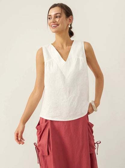 Bristol | Women’s Linen V-Neck Sleeveless Top
