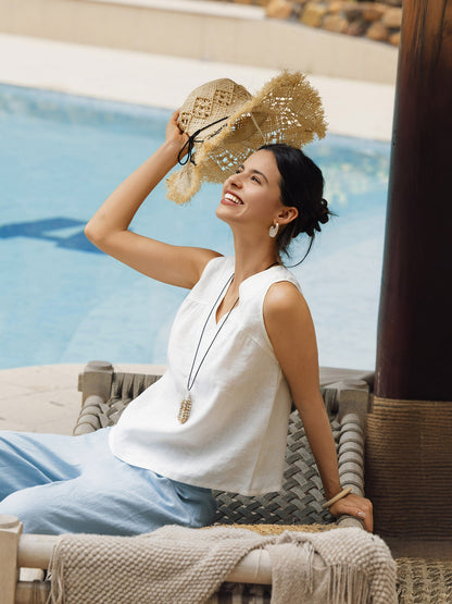 Bristol | Women’s Linen V-Neck Sleeveless Top