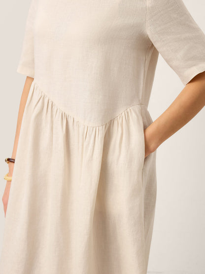 Tessa | Women’s Linen Arch-Seam Fluid Midi Dress