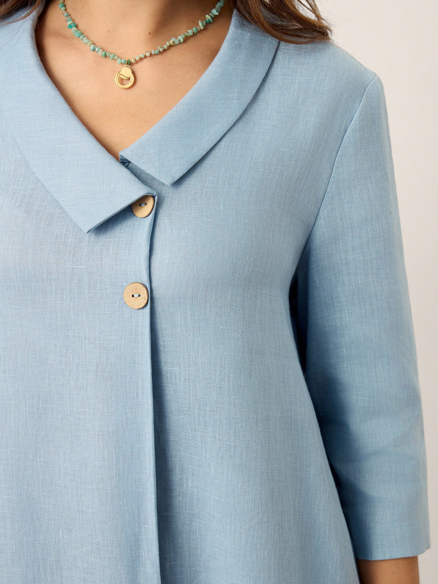 Peyton | Women’s Linen Asymmetric Shawl Collar A-Line Midi Dress