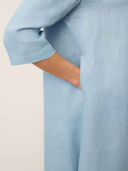 Peyton | Women’s Linen Asymmetric Shawl Collar A-Line Midi Dress
