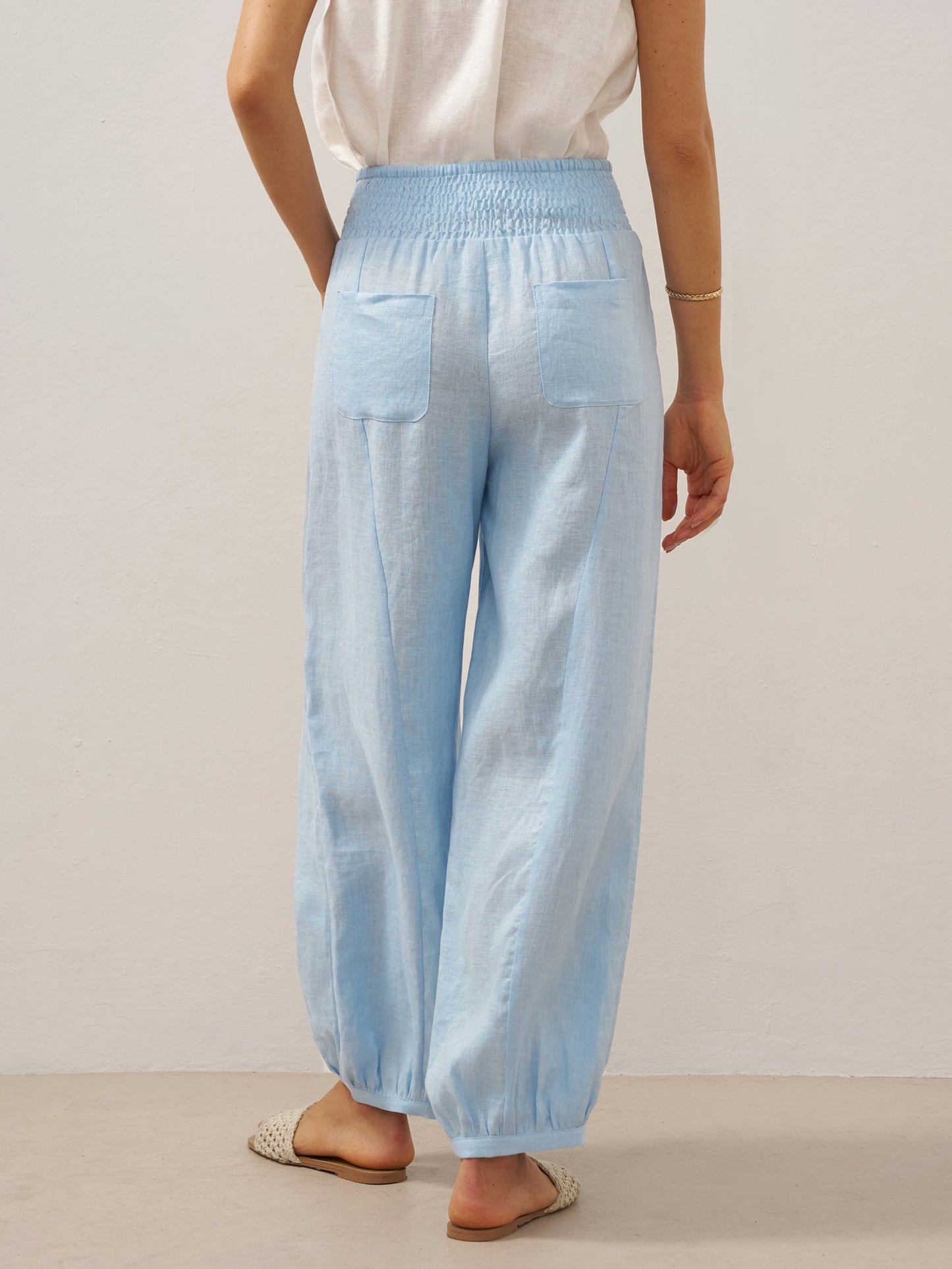 Presley | Women’s Linen Broad Elastic Waistband Pants