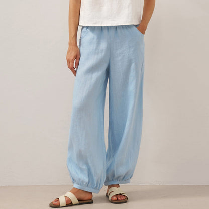 Presley | Women’s Linen Broad Elastic Waistband Pants
