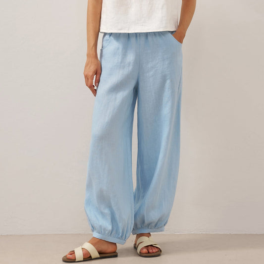 Presley | Women’s Linen Broad Elastic Waistband Pants