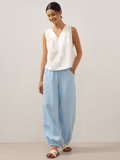 Presley | Women’s Linen Broad Elastic Waistband Pants