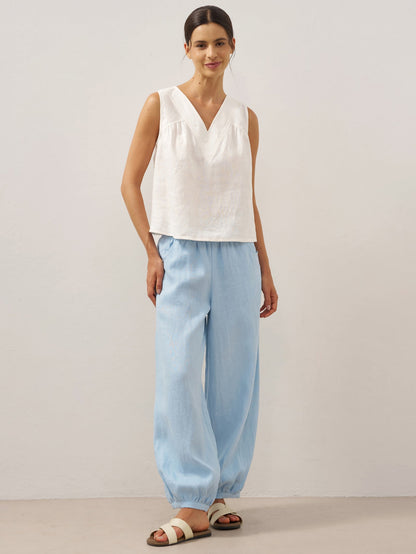 Presley | Women’s Linen Broad Elastic Waistband Pants