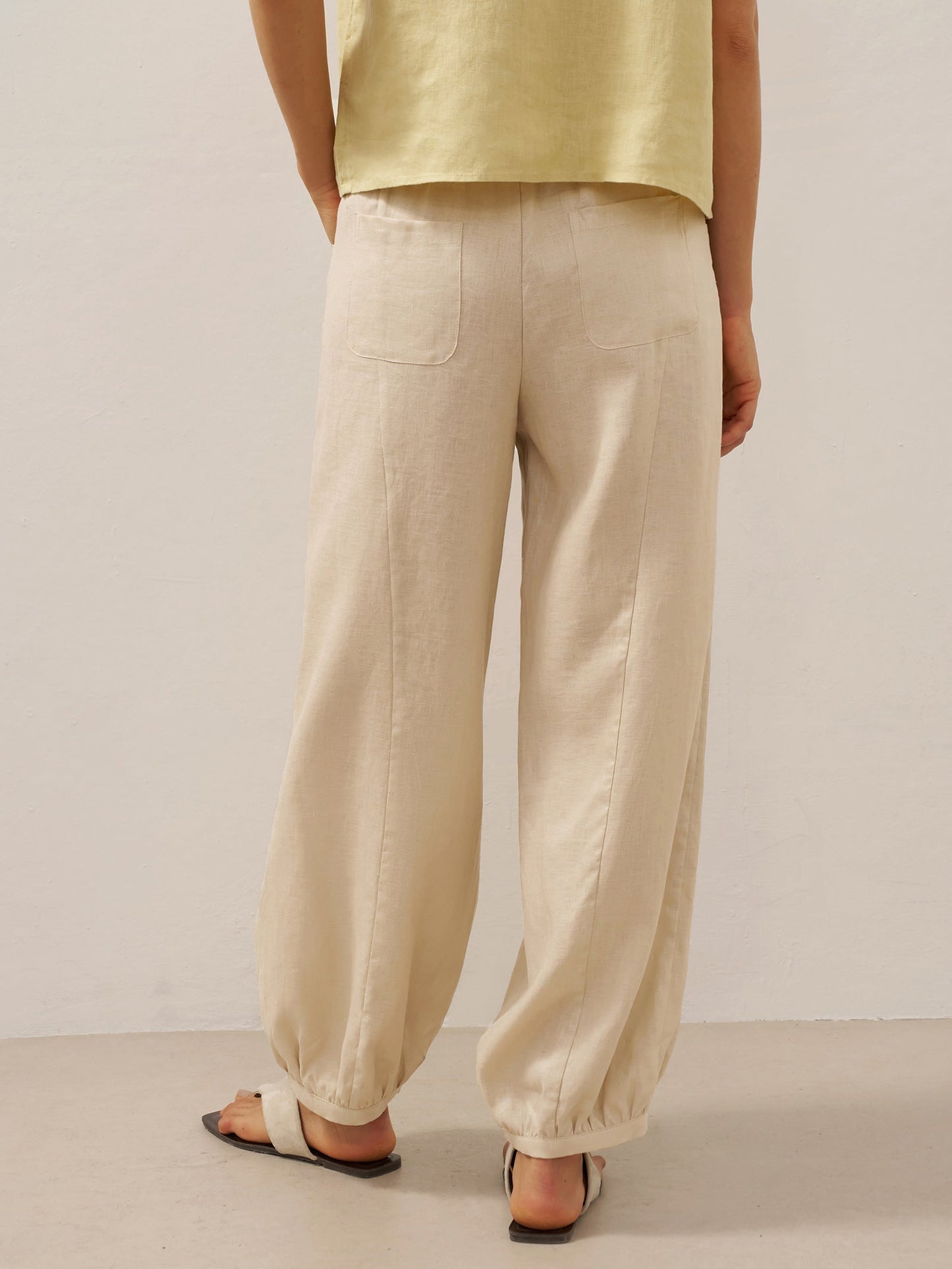 Presley | Women’s Linen Broad Elastic Waistband Pants