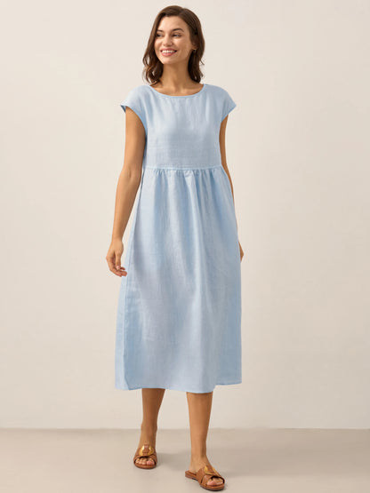Harlow | Women’s Washed Linen Cap Sleeve Maxi Dress