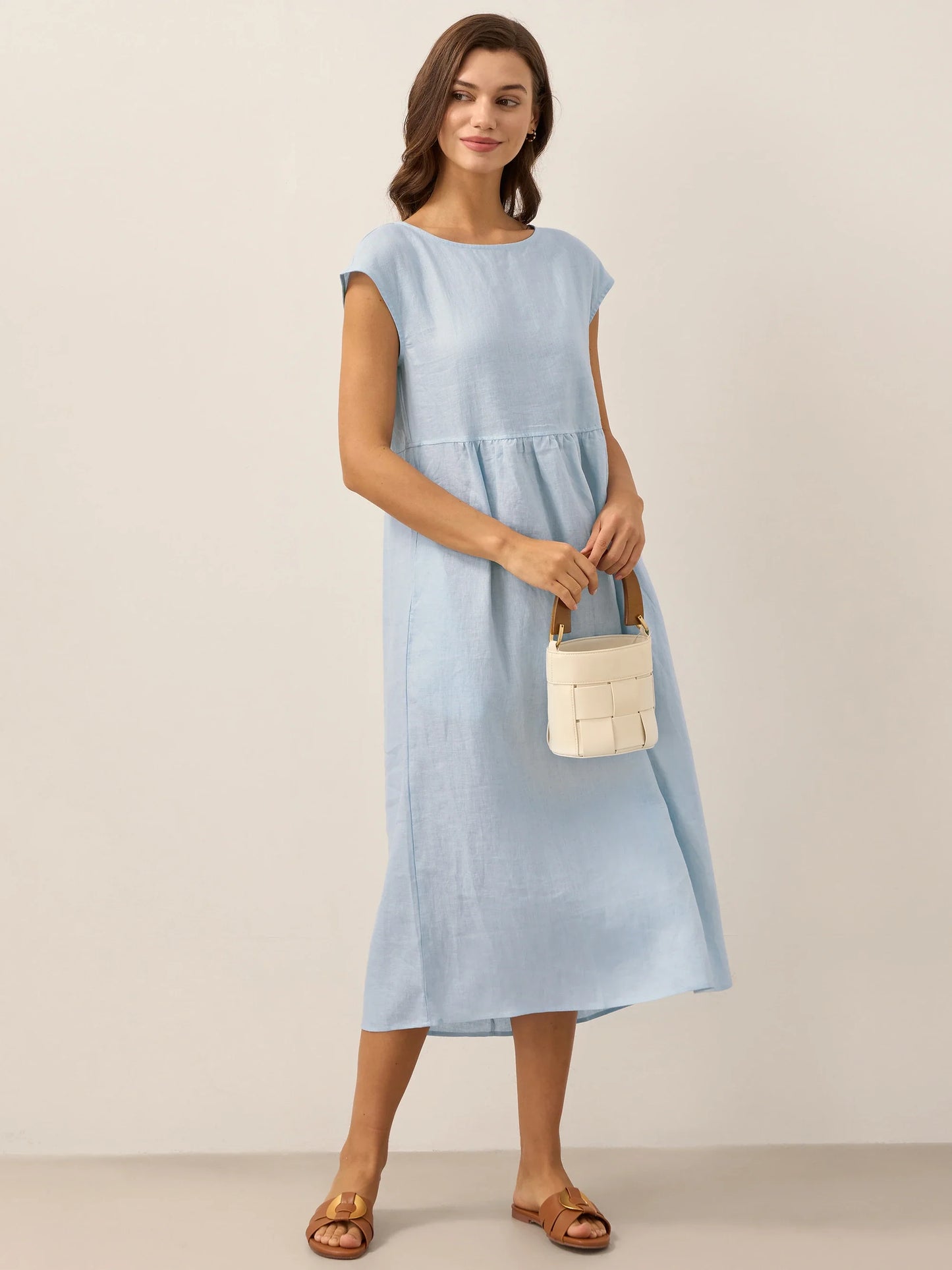 Harlow | Women’s Washed Linen Cap Sleeve Maxi Dress