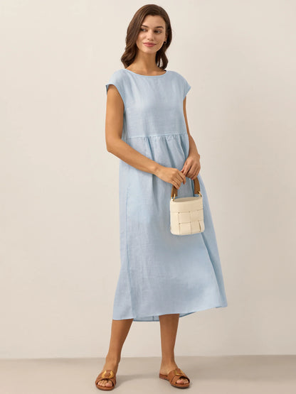 Harlow | Women’s Washed Linen Cap Sleeve Maxi Dress