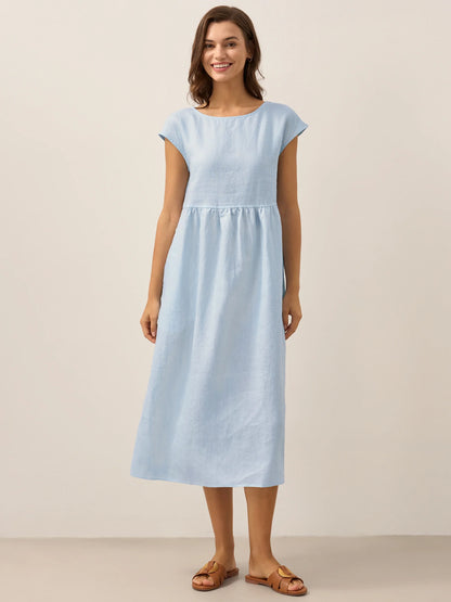 Harlow | Women’s Washed Linen Cap Sleeve Maxi Dress