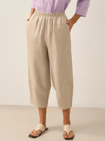 Fallon | Women’s Linen Cropped Pull-On Trouser