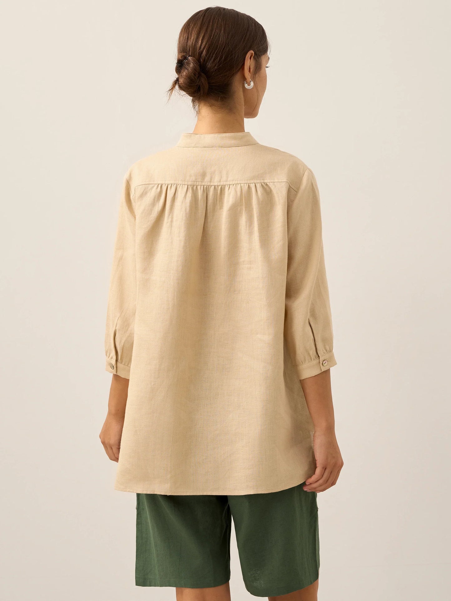 Miranda | Women’s Linen Split V-Neck Dress Blouse