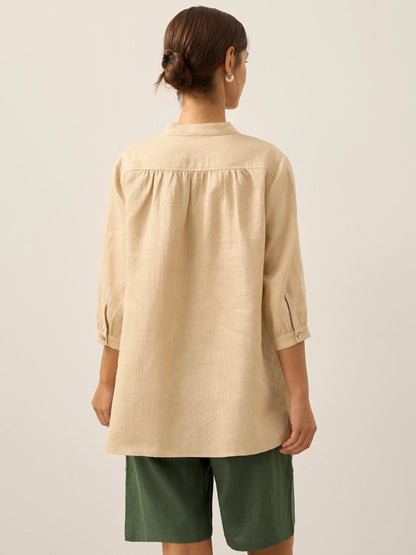 Miranda | Women’s Linen Split V-Neck Dress Blouse