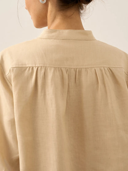 Miranda | Women’s Linen Split V-Neck Dress Blouse