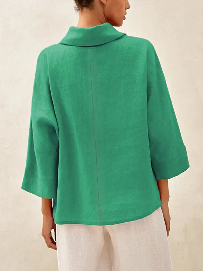 Trisha | Women’s Linen Dropped Collar Long Sleeve Shirt