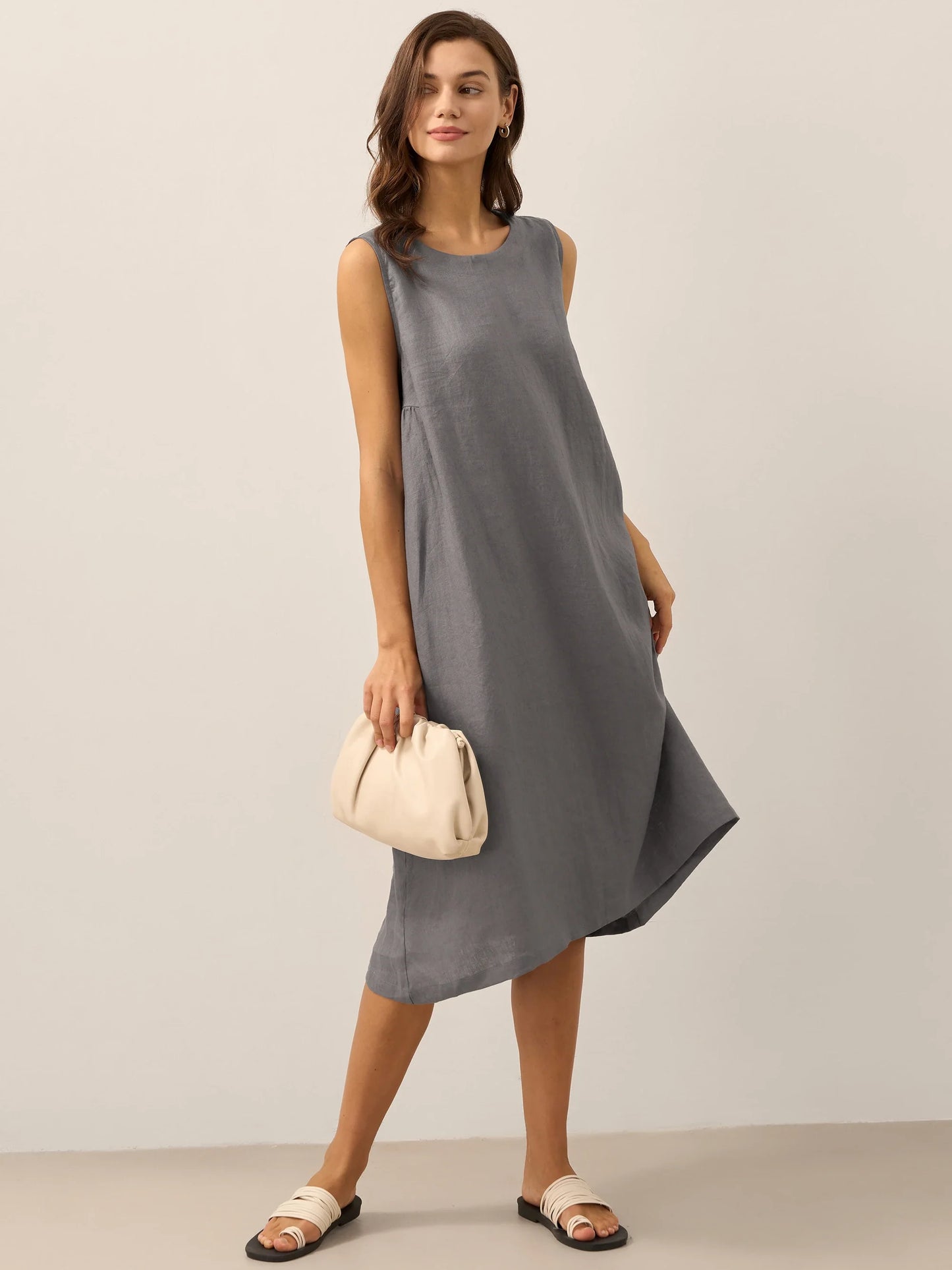 Julia | Women’s Linen Sleeveless Easy Shift Dress