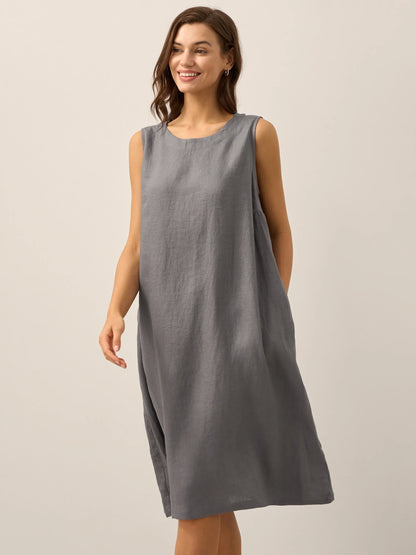 Julia | Women’s Linen Sleeveless Easy Shift Dress