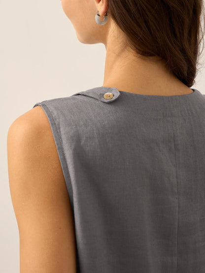 Julia | Women’s Linen Sleeveless Easy Shift Dress