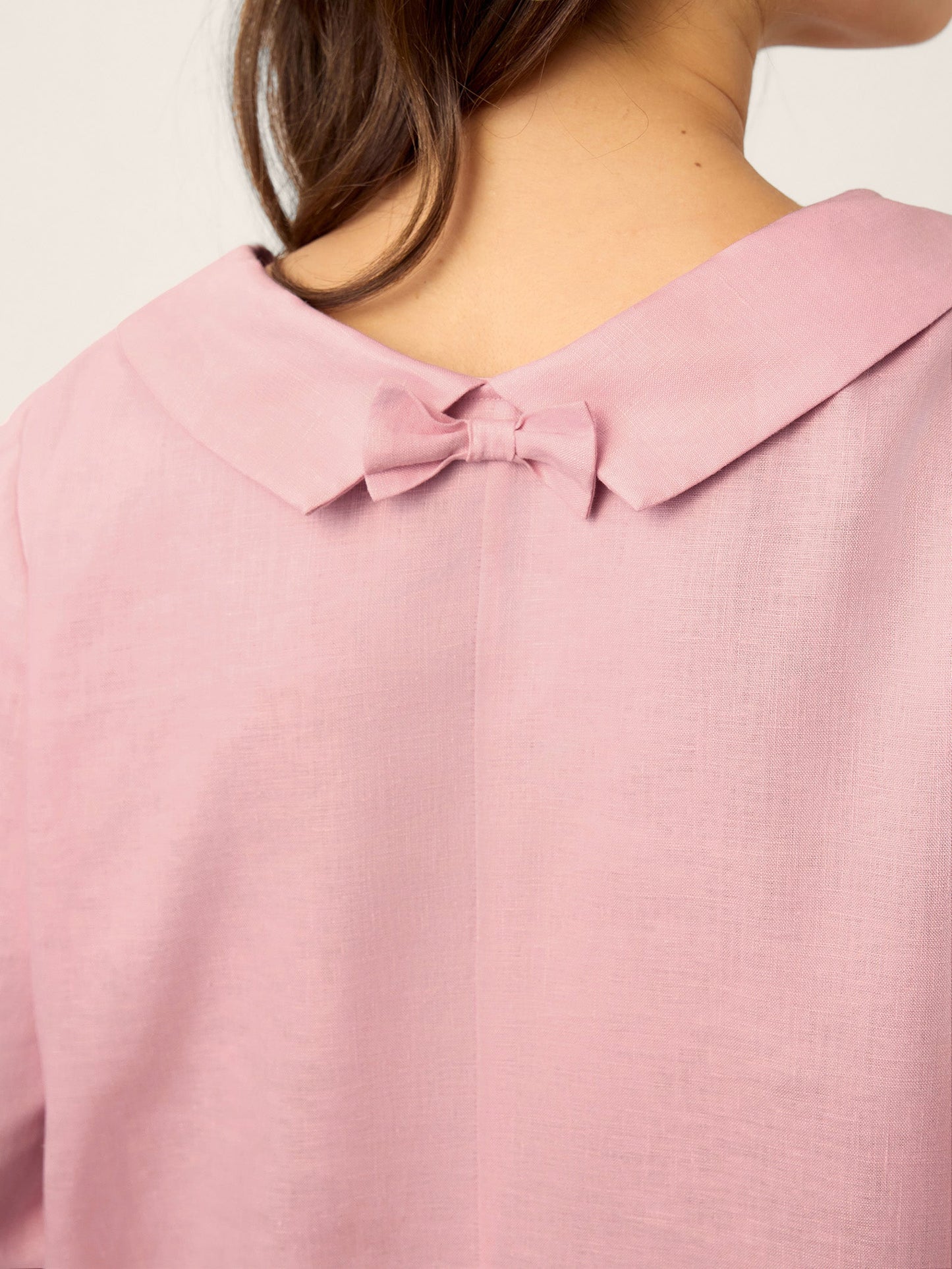 Alliah | Women’s Blush Linen Tie-Back Midi Dress